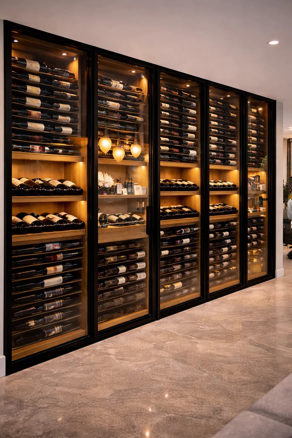 Luxury home with glass doors and glass staircase railings