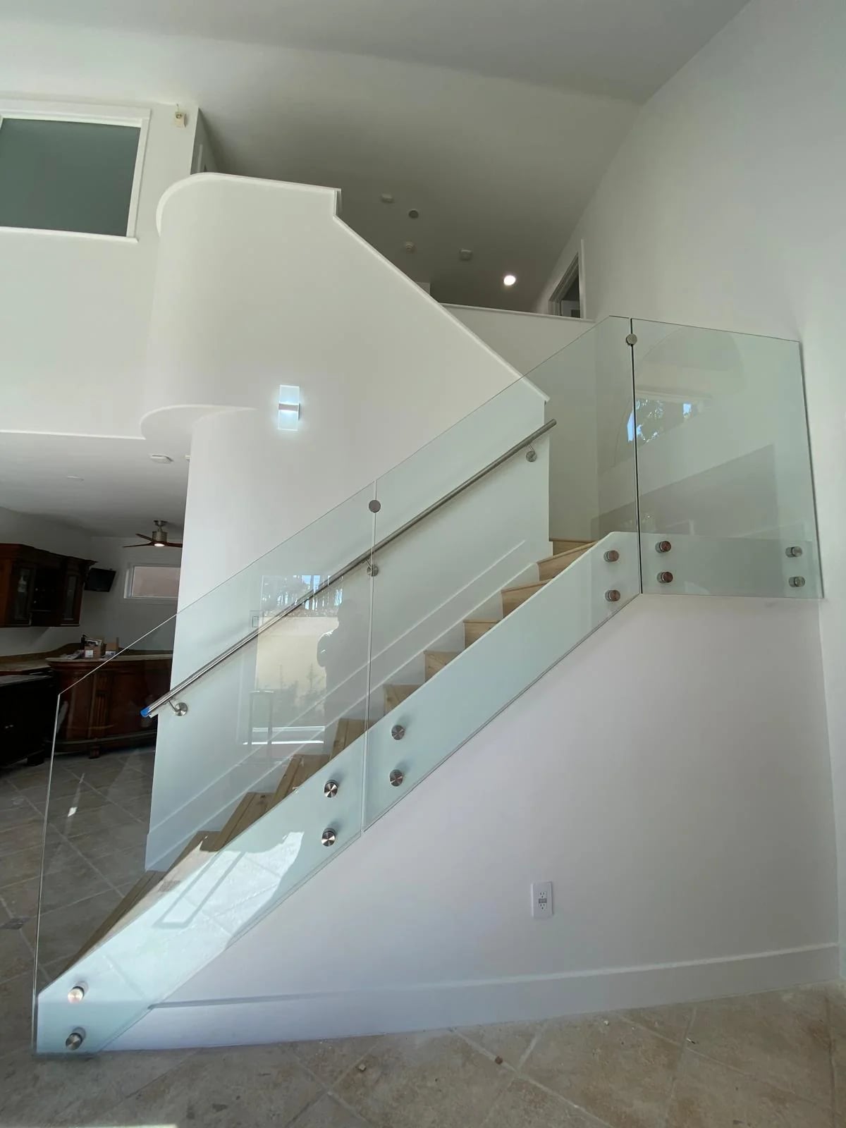 Interior glass stair railing Miami-Dade
