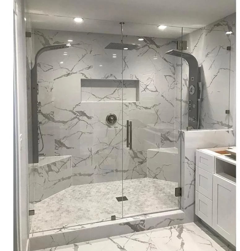 Tempered glass shower door Miami bathroom