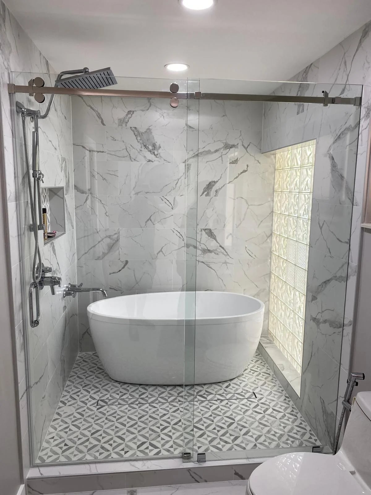 Luxury bathroom shower glass installation South Florida