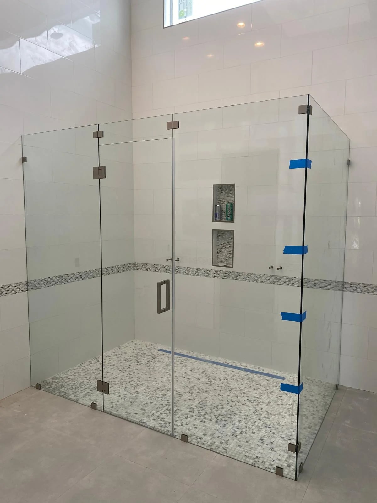 Frameless glass shower panel Broward County
