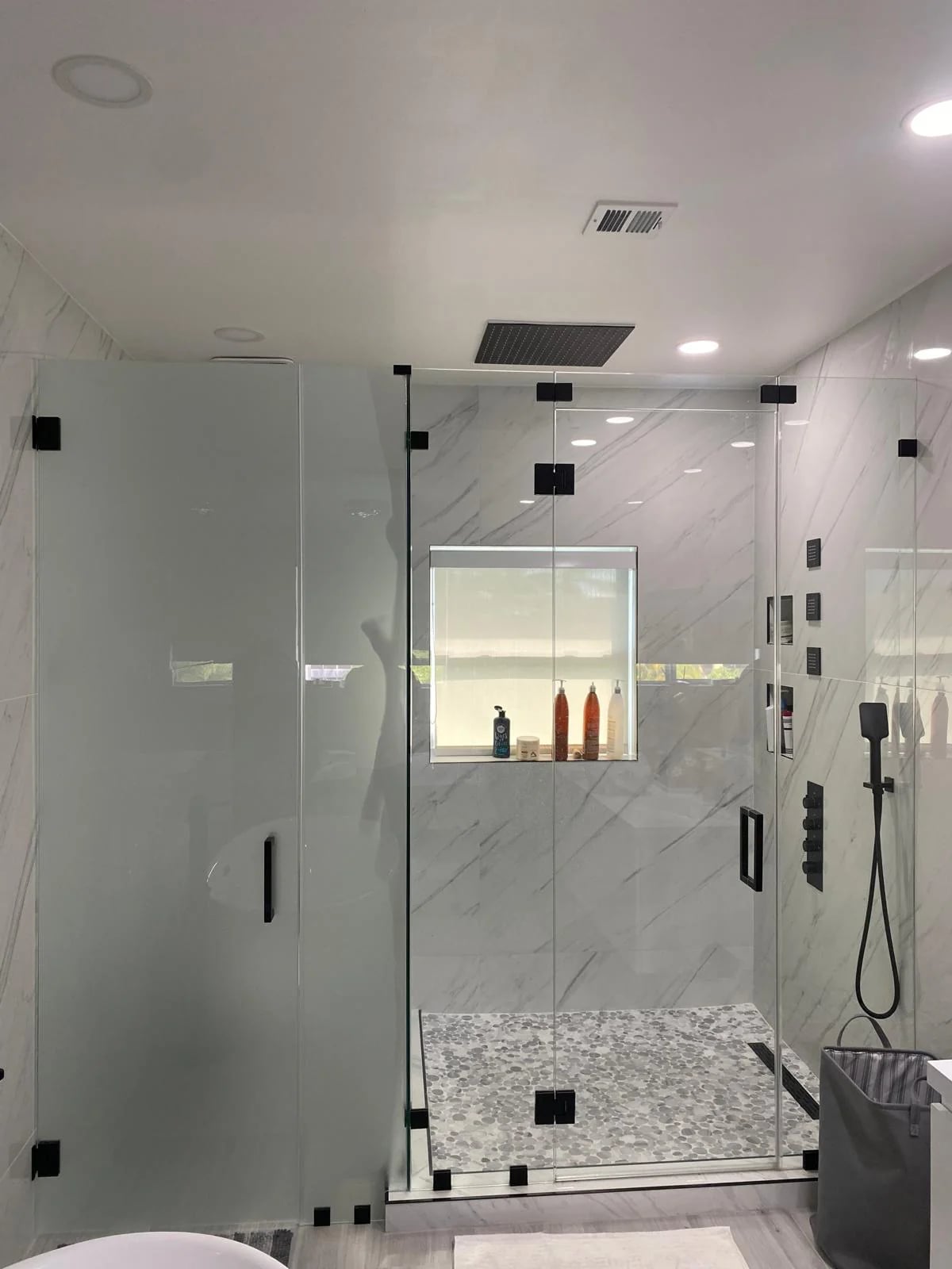 Modern frameless shower enclosure South Florida